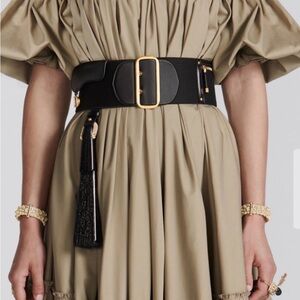 Christian Dior Black and Gold Saddle Belt